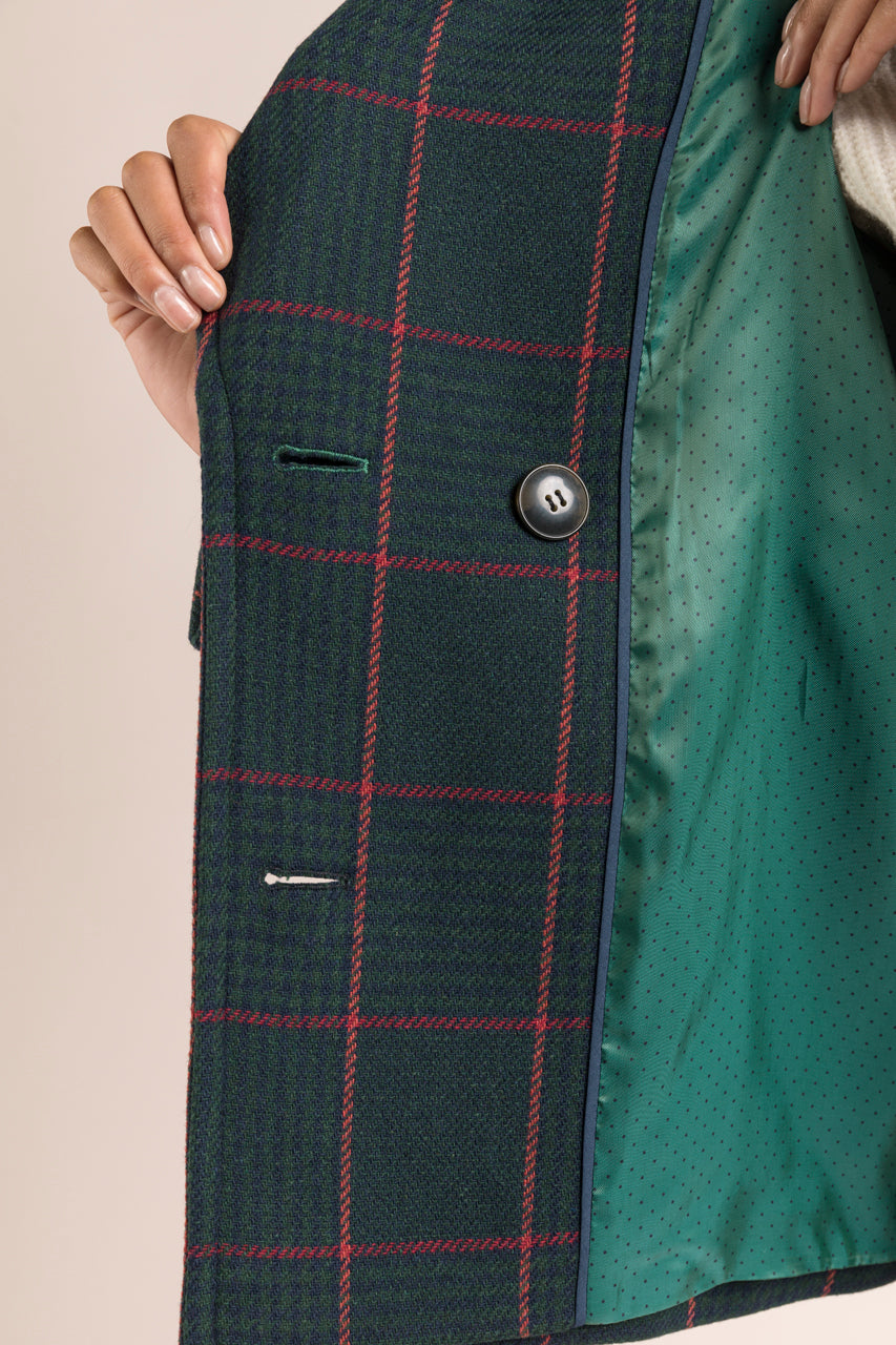 BOISSET pea coat-Authentic fancy check pea coat