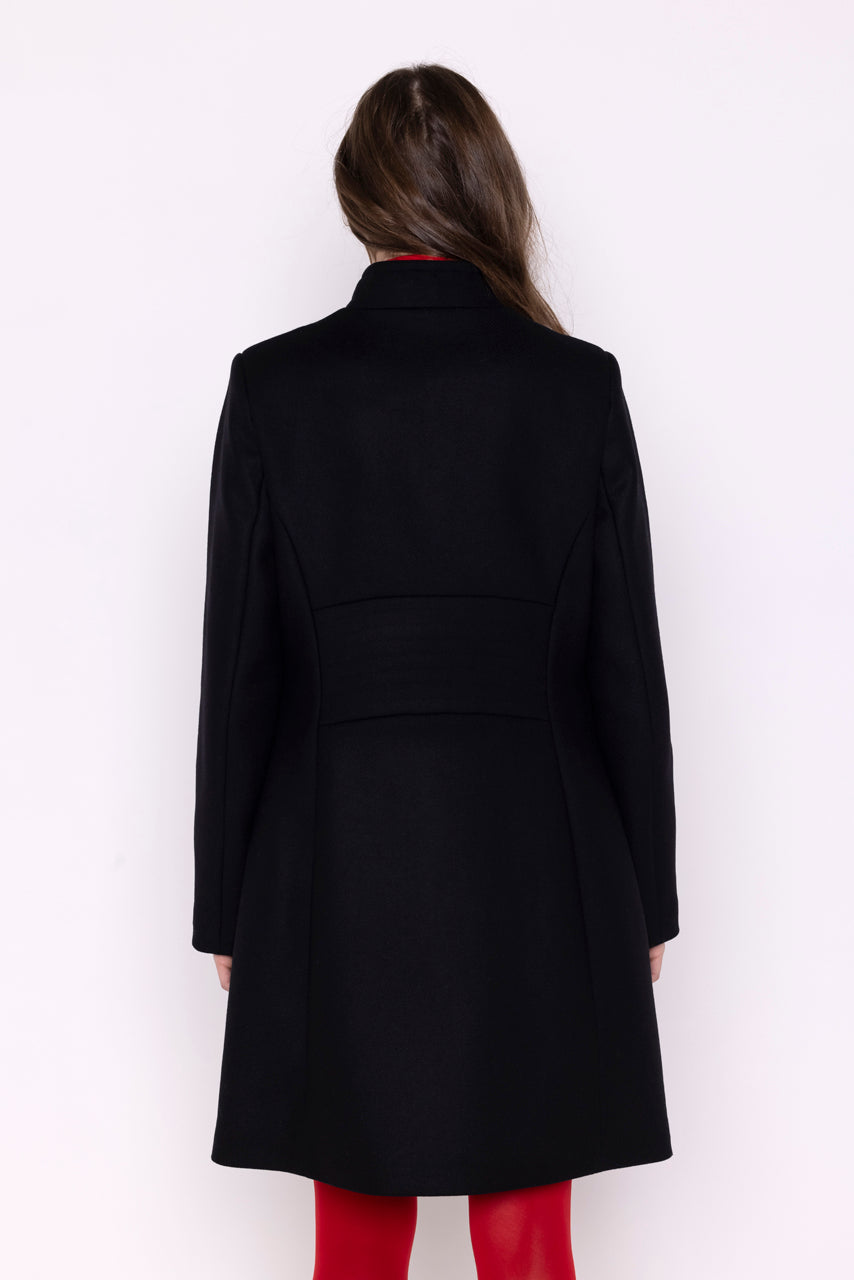 FLEURIE coat-Preppy coat in black wool cloth