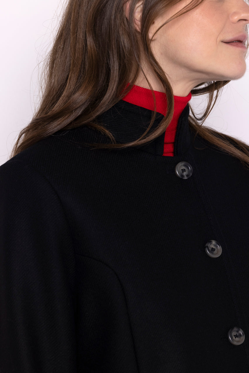 FLEURIE coat-Preppy coat in black wool cloth