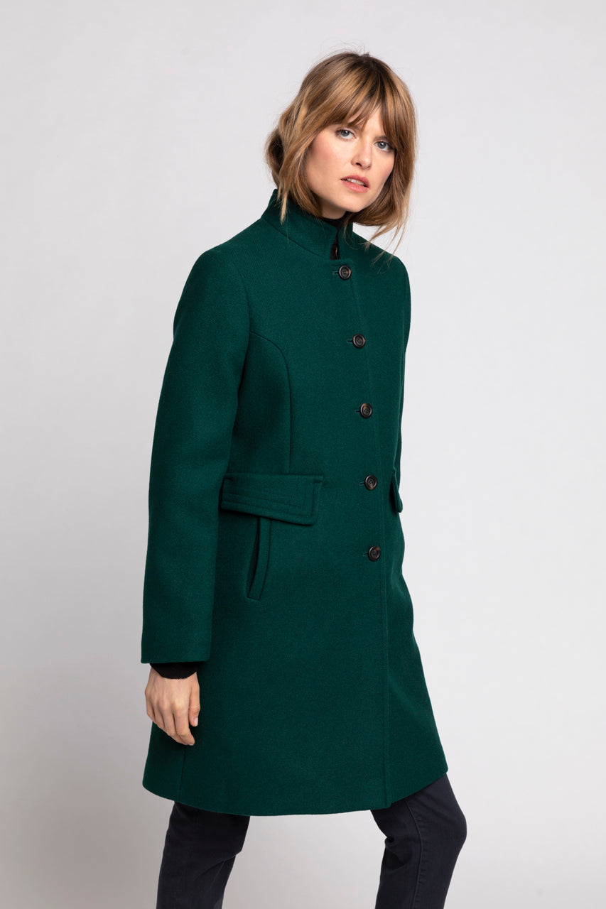 FLEURIE coat-Preppy coat in green woolen cloth