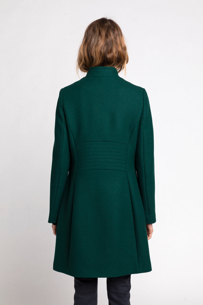 FLEURIE coat-Preppy coat in green woolen cloth