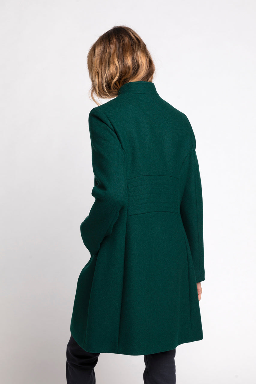 FLEURIE coat-Preppy coat in green woolen cloth