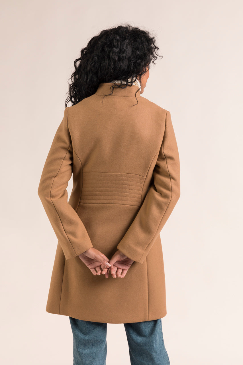 FLEURIE coat-Preppy coat in camel wool cloth