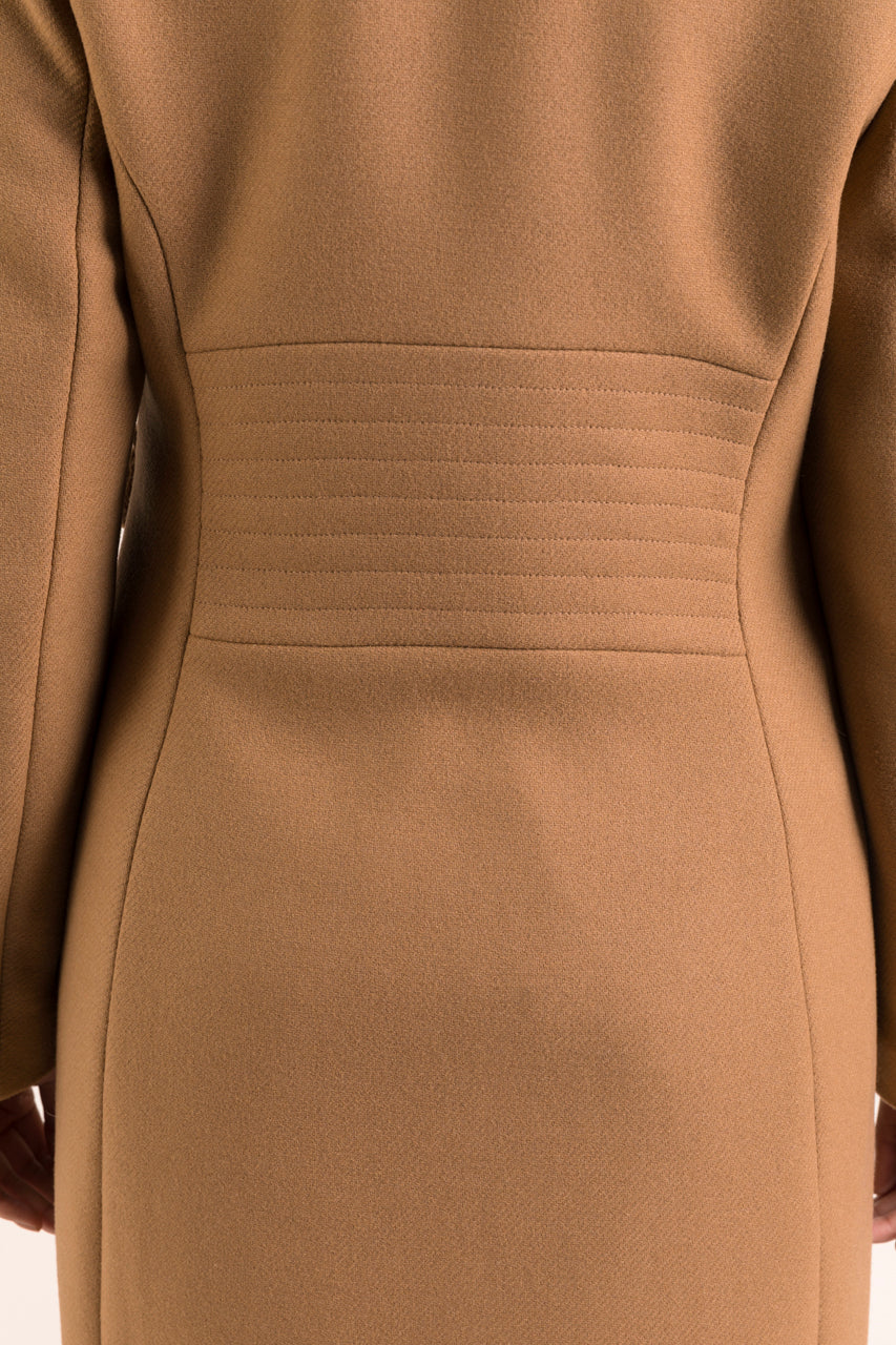 FLEURIE coat-Preppy coat in camel wool cloth