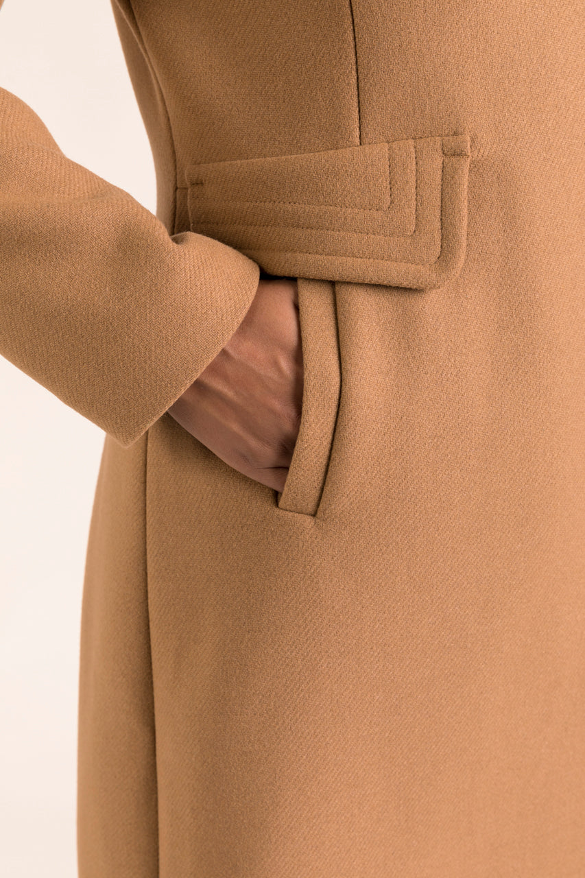 FLEURIE coat-Preppy coat in camel wool cloth