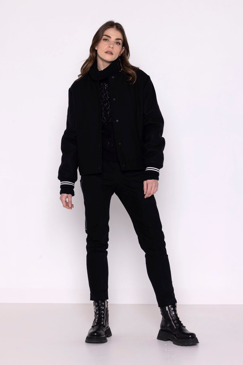 YOLET-Bombers padded bomber in black wool cloth