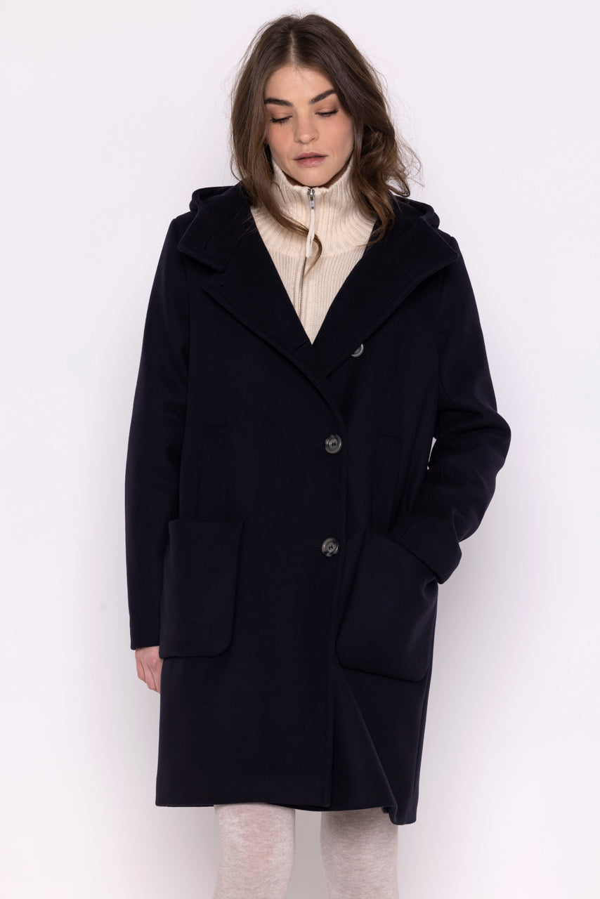 CHAMBLET parka-Duffle style navy blue woolen parka