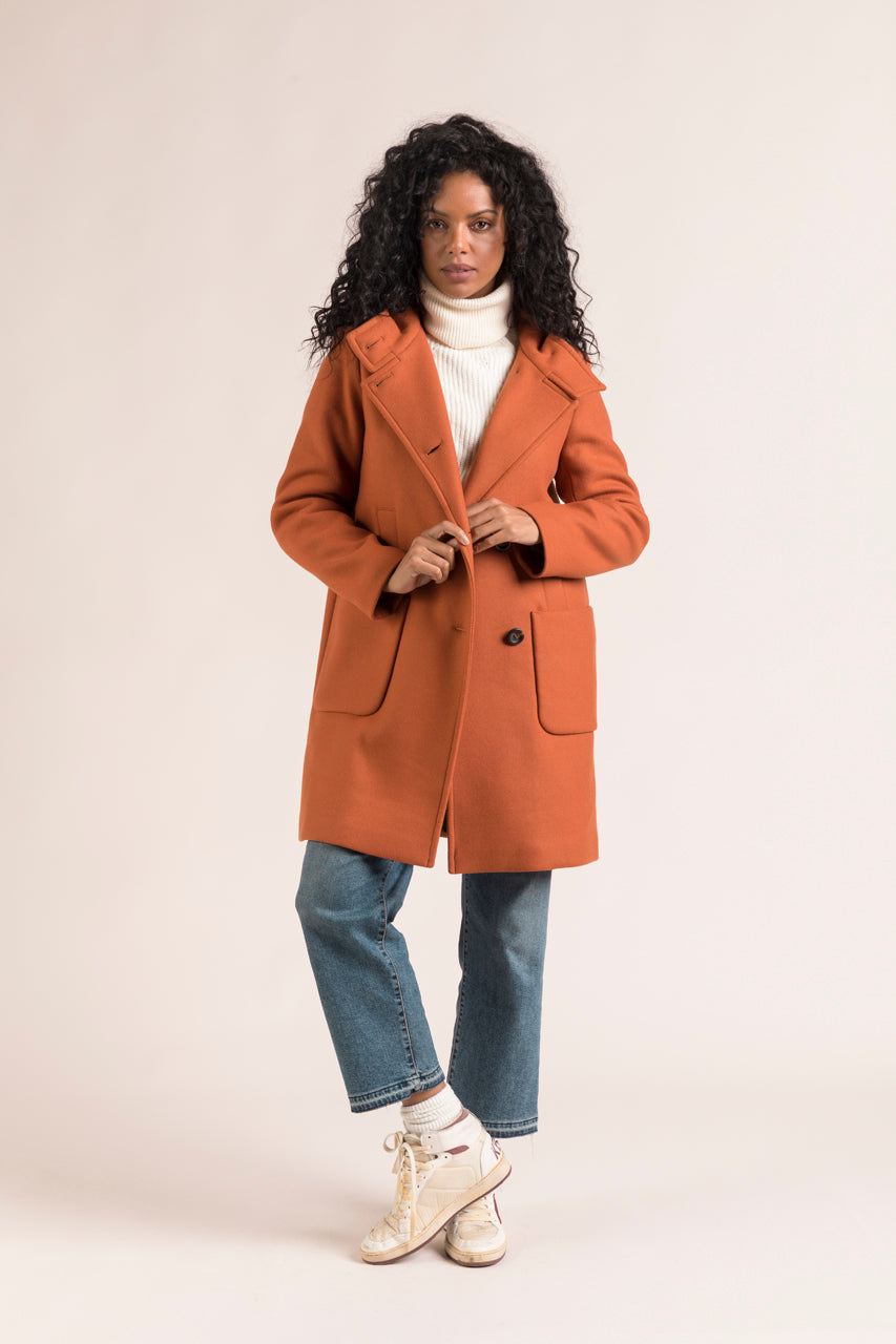 CHAMBLET Parka-Parka in orange wool duffle style