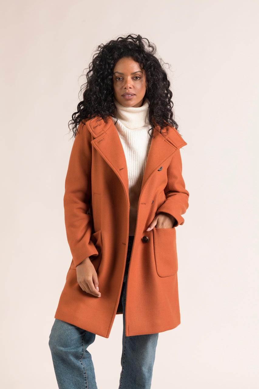 CHAMBLET Parka-Parka in orange wool duffle style