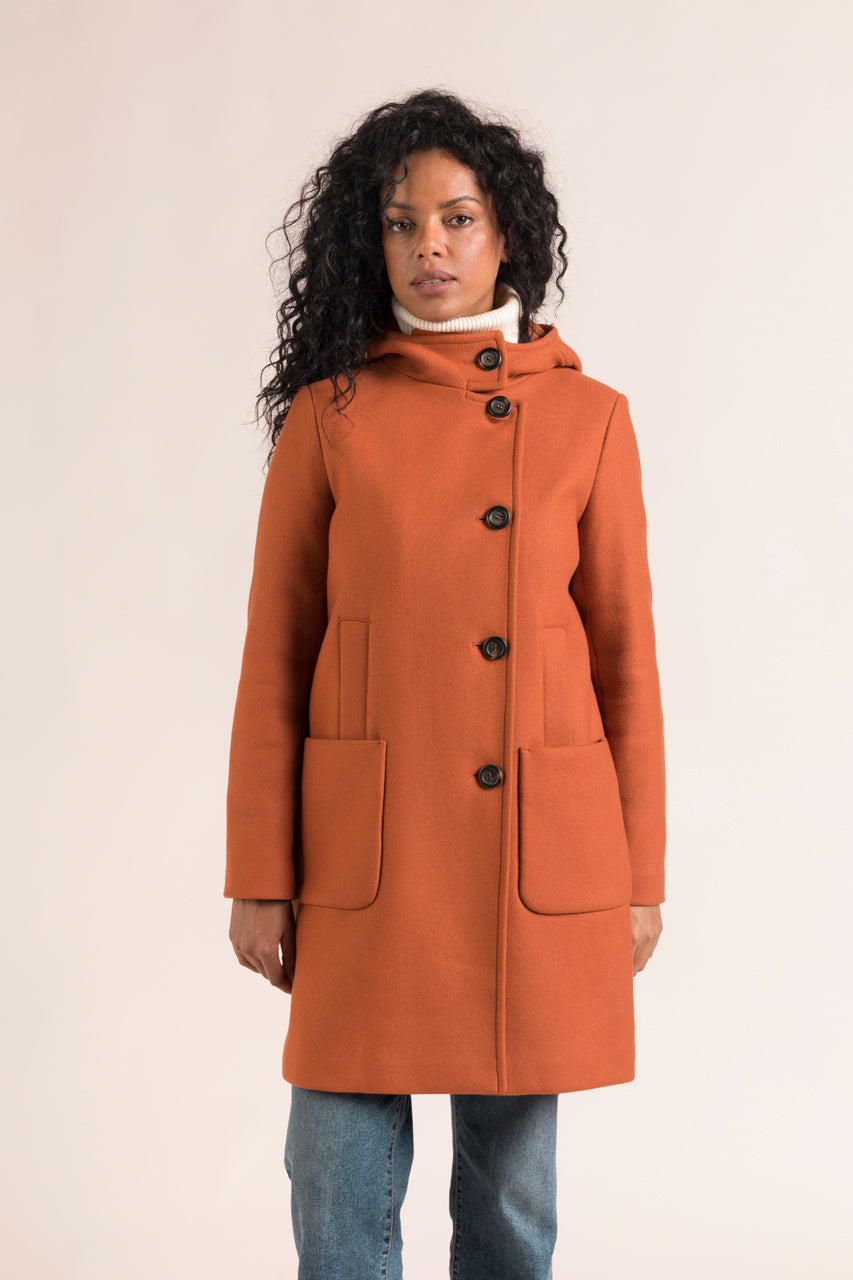 CHAMBLET Parka-Parka in orange wool duffle style