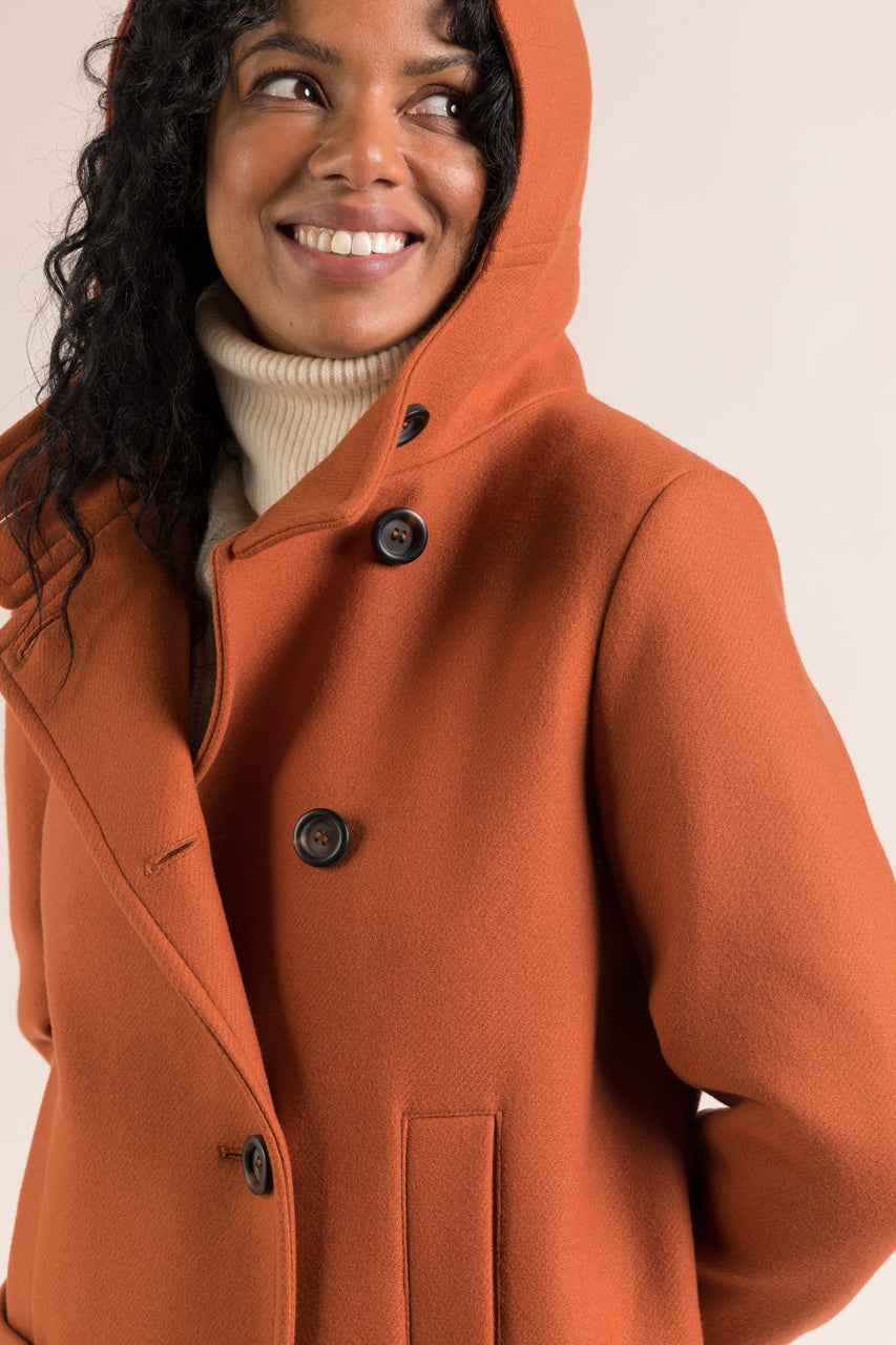 CHAMBLET Parka-Parka in orange wool duffle style