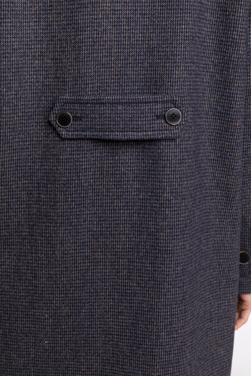 SAVASSE coat-Mid-length coat in navy blue virgin wool