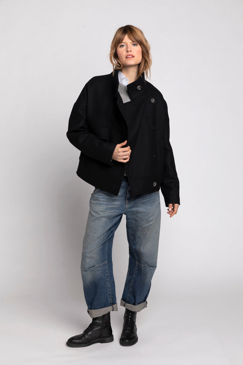 MABLY jacket-Oversized jacket in black virgin wool