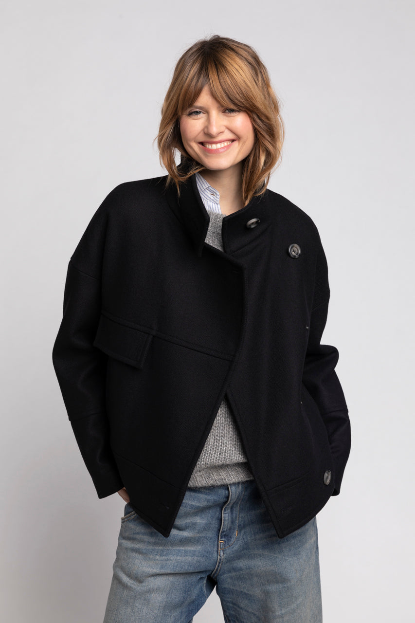 MABLY jacket-Oversized jacket in black virgin wool