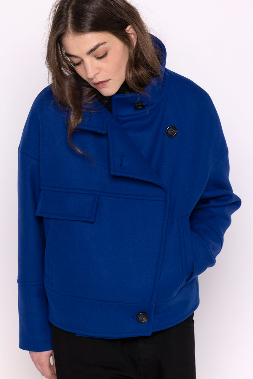 MABLY jacket-Oversized jacket in blue virgin wool