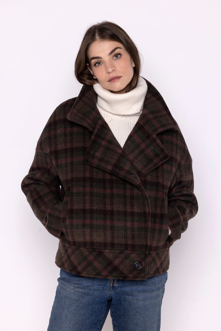 MABLY jacket-Oversized velvet-style checked jacket