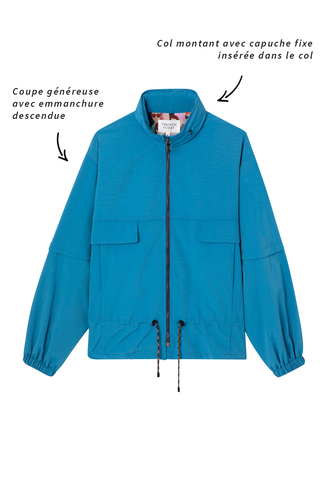 Blouson CHALIEU-Blouson court généreux bleu électrique