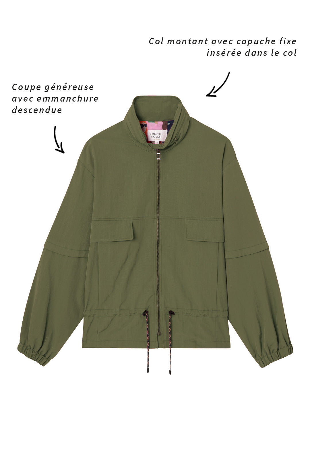 CHALIEU jacket-Generous short khaki jacket