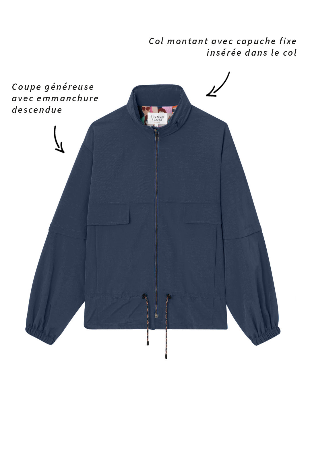 CHALIEU jacket-Generous navy blue short jacket