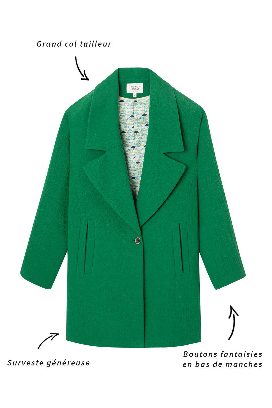 CLISSON jacket-Generous jacket in green cotton