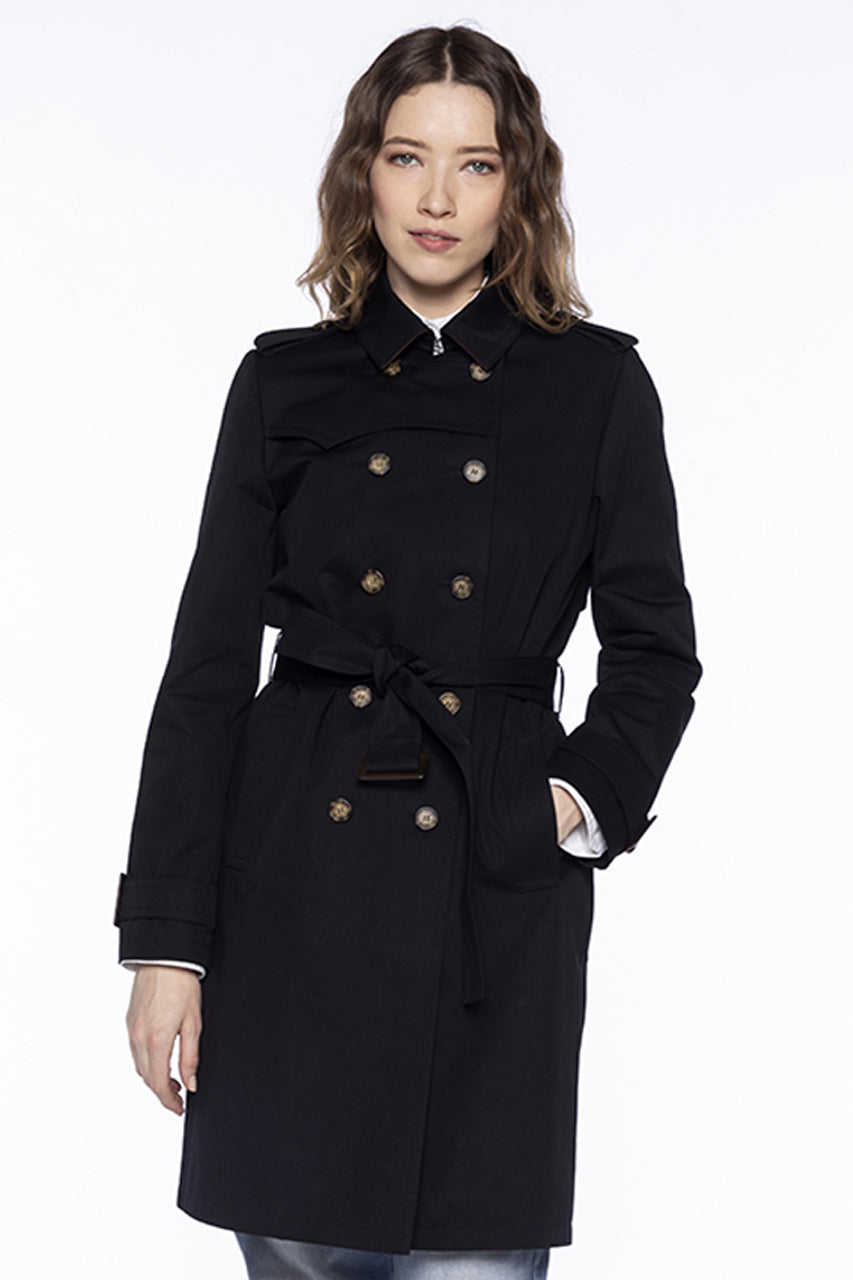 RODEZ-Iconic trench coat in pure black cotton