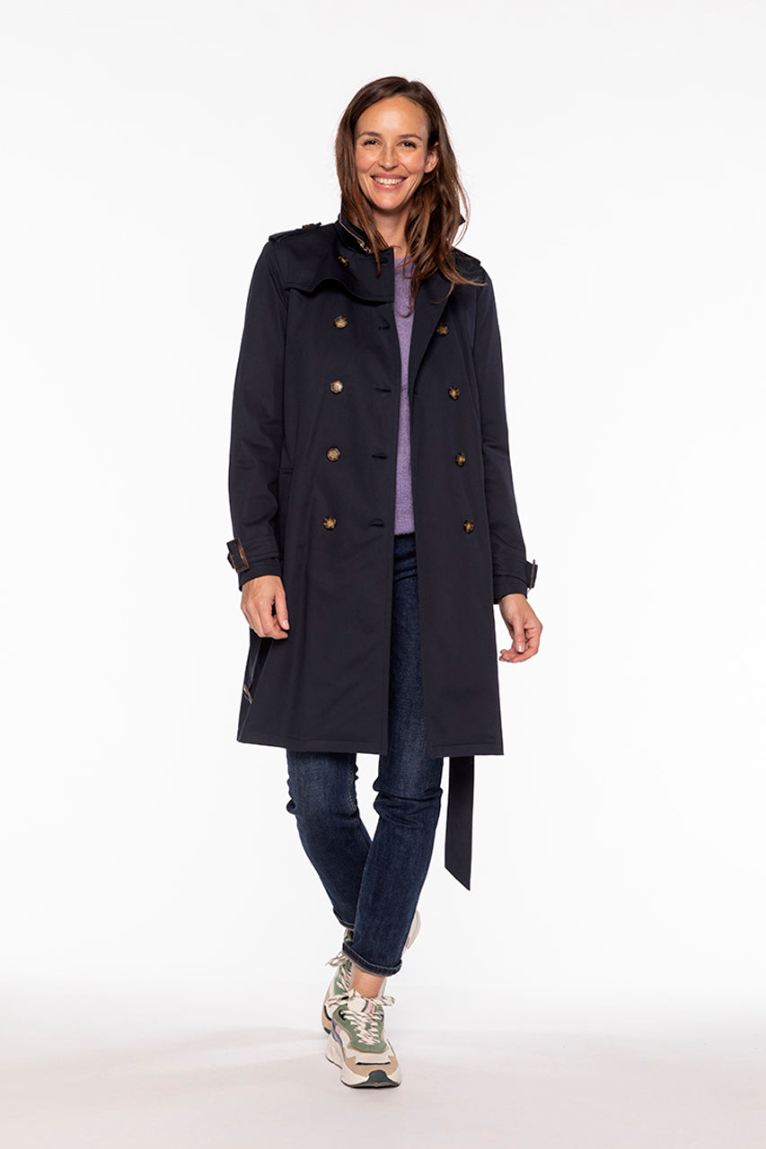 RODEZ-Iconic trench coat in pure navy cotton