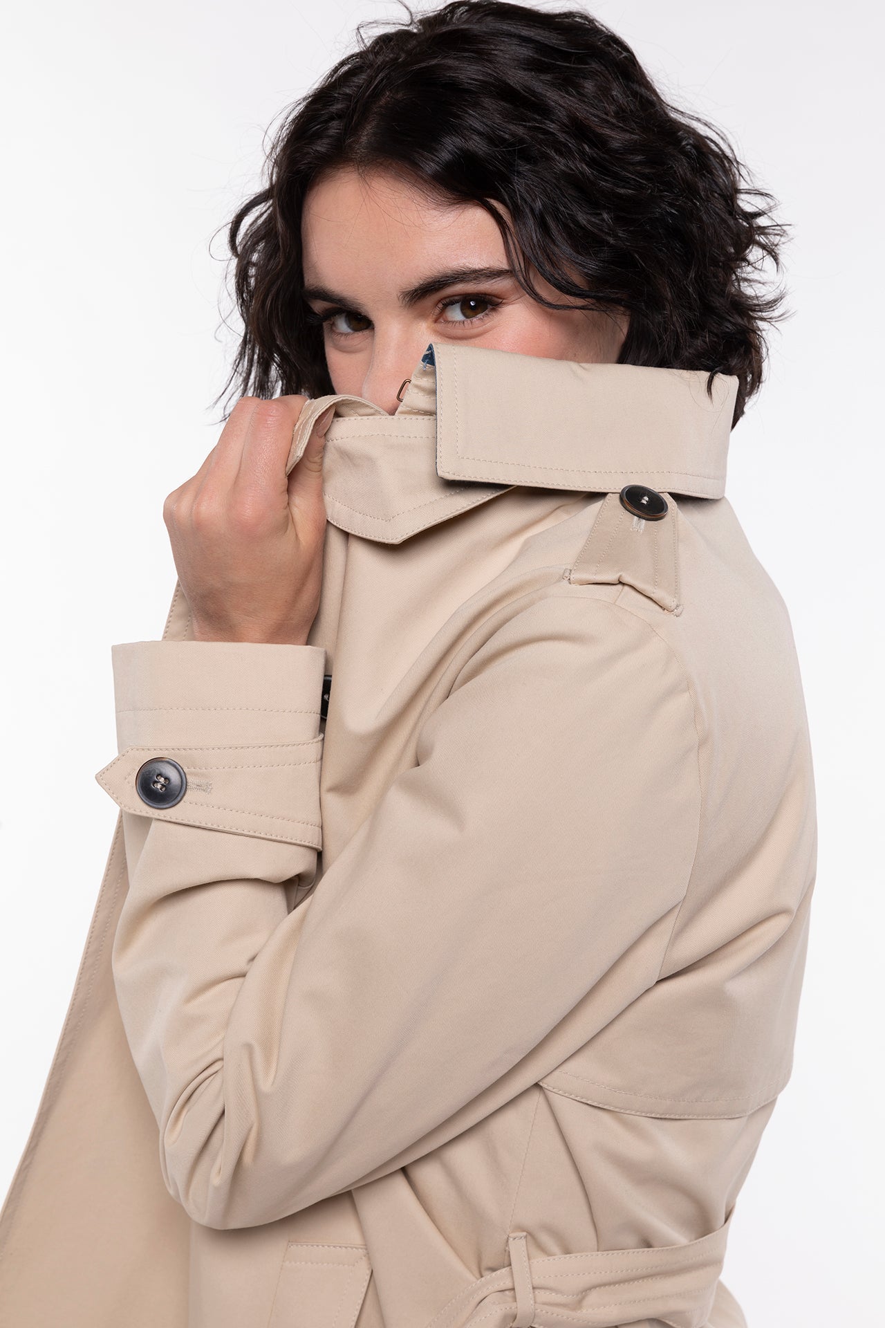CHAMAS Trench-Authentic trench in pure beige cotton