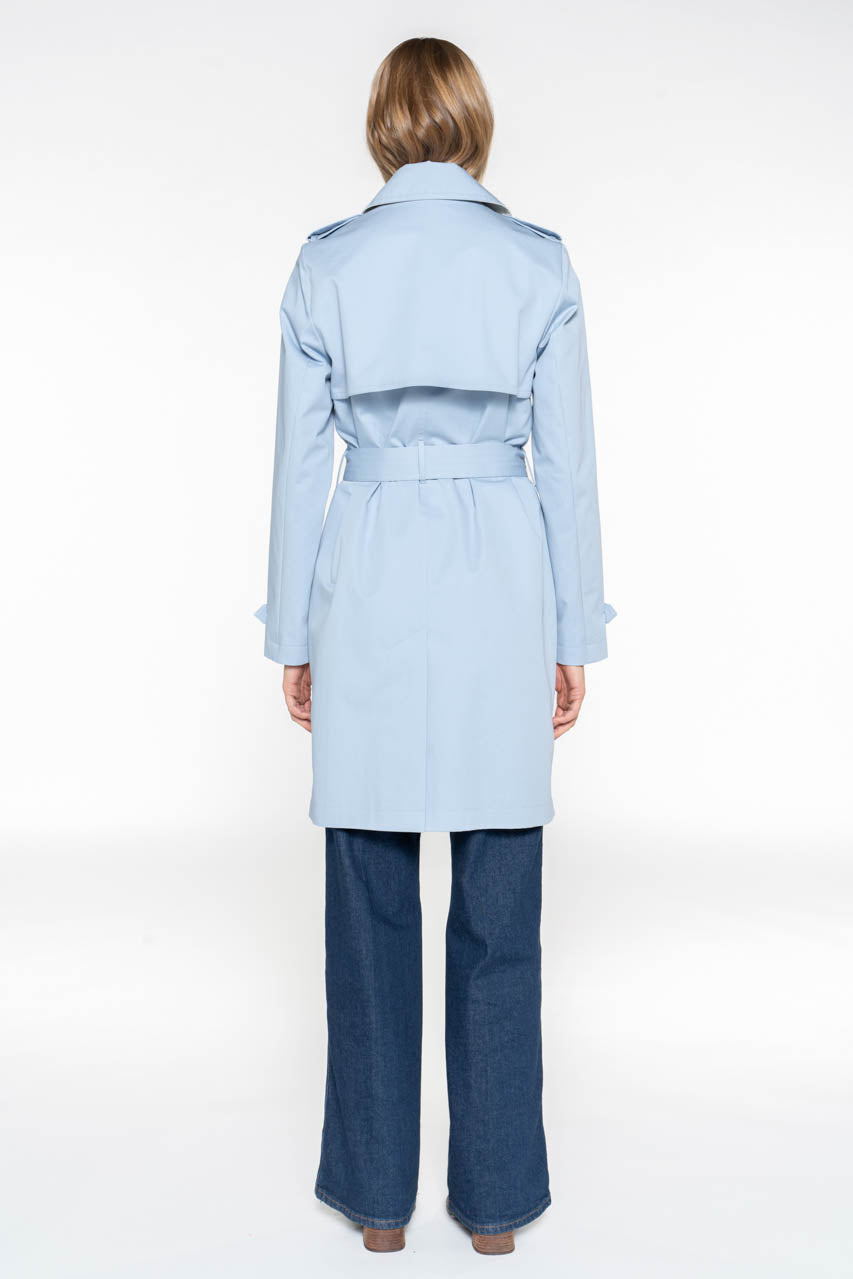 Trench authentique pur coton bleu ciel femme - Trench & Coat