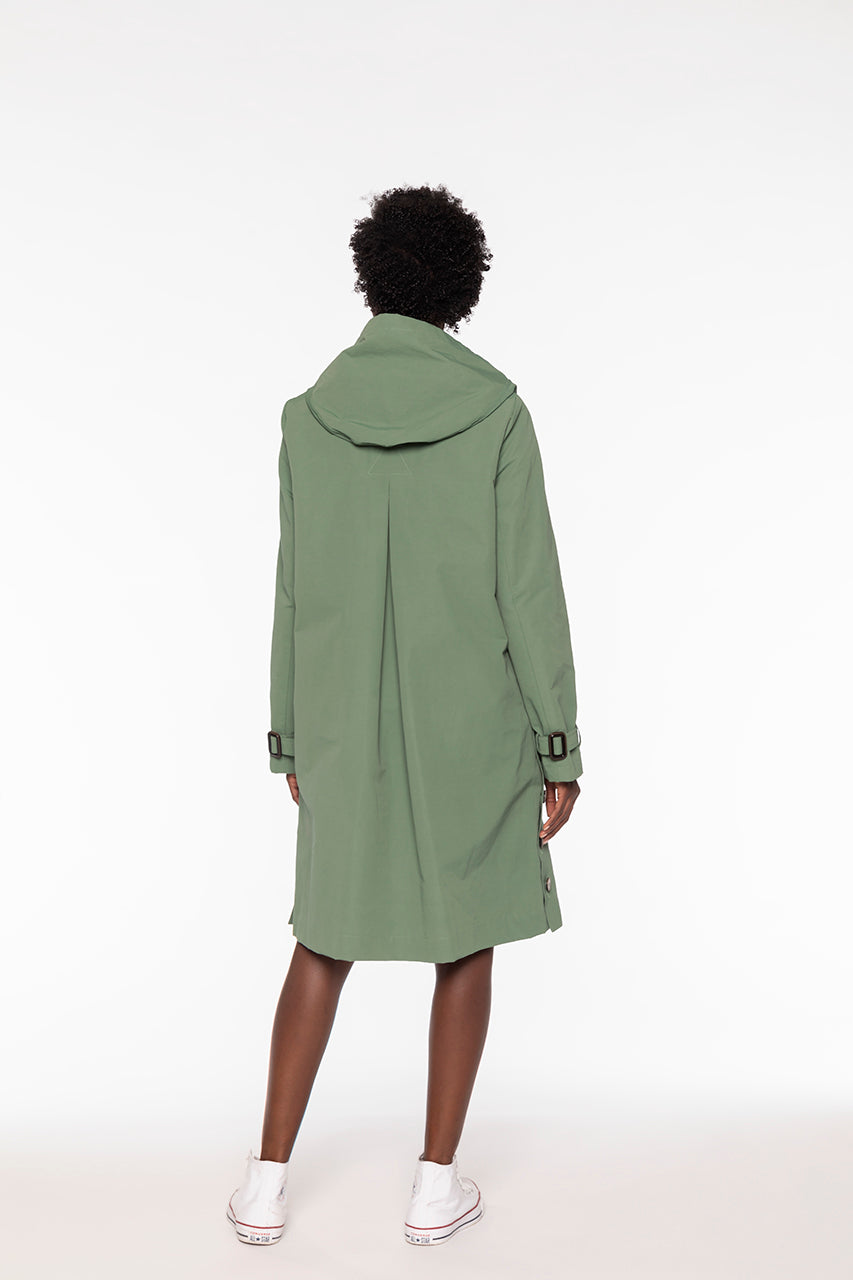 BASSANE-Retro-style redding coat in green cotton blend