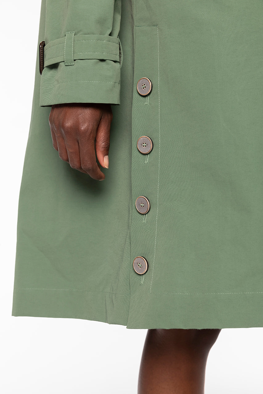 BASSANE-Retro-style redding coat in green cotton blend