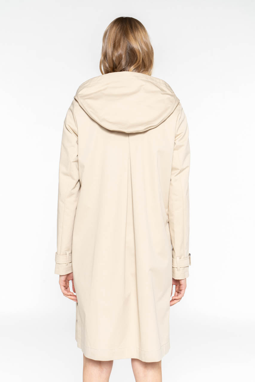 Trench BASSANE-Trench à capuche esprit redding avec fentes boutonnées sur les cotés beige