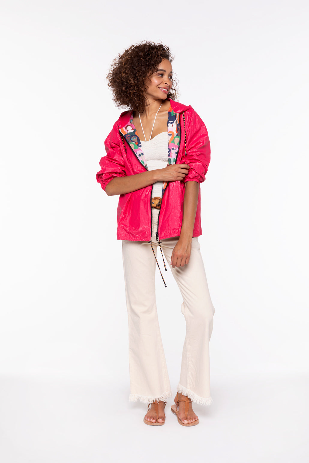 Blouson LUZY-Blouson épuré à capuche Fuschia