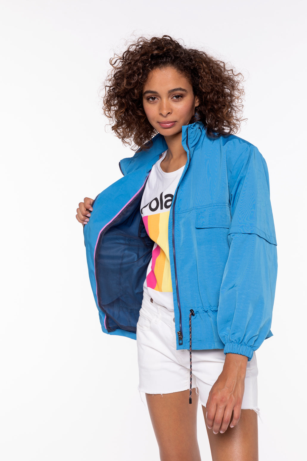 Blouson CHALIEU-Blouson court généreux bleu électrique