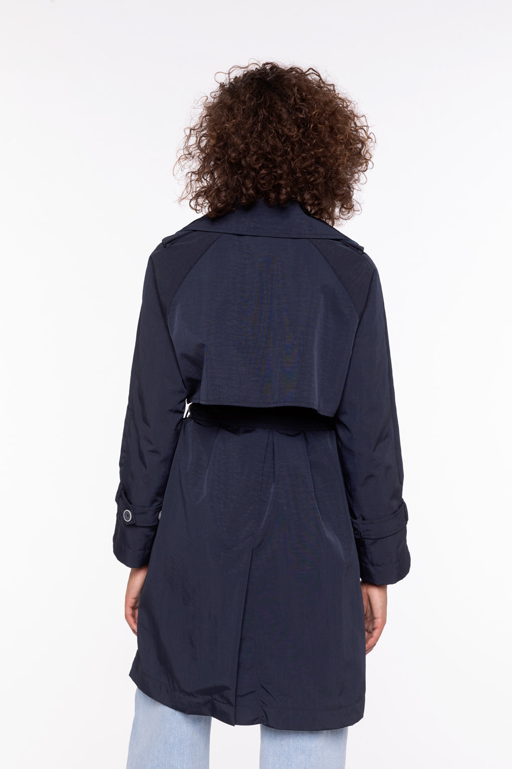 ESPALION Trench-Navy blue belted oversized trench coat