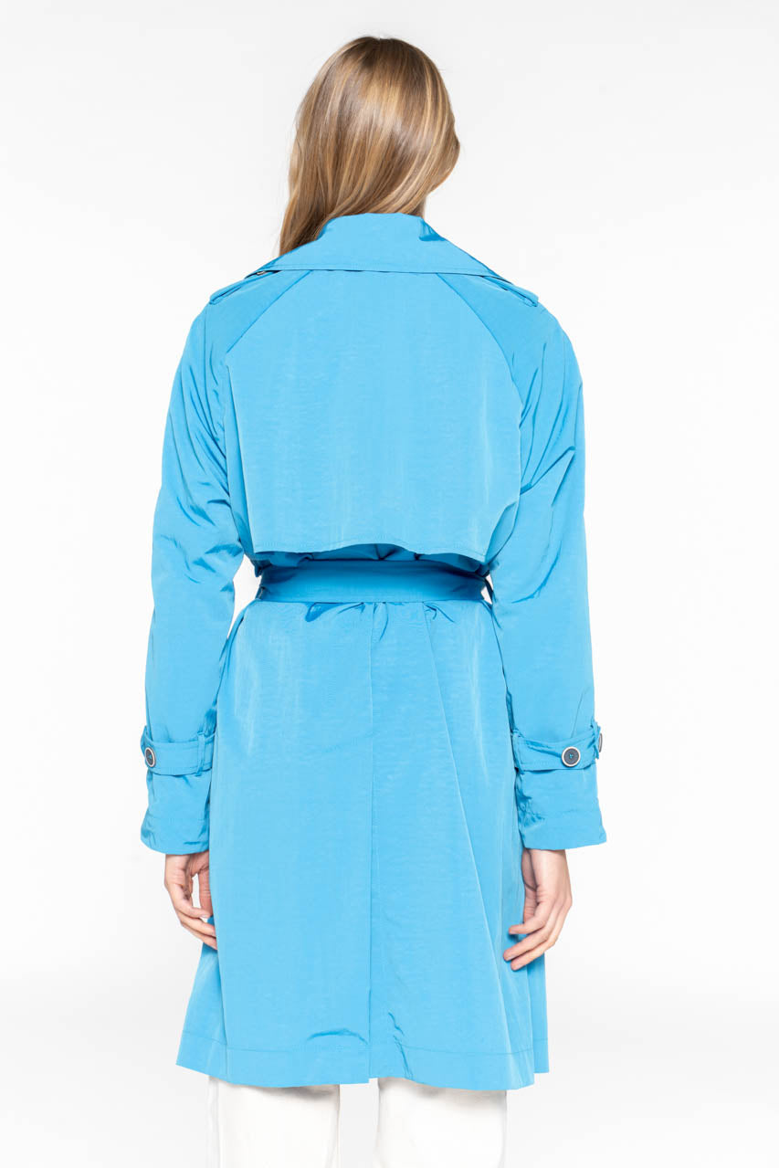 ESPALION Trench - Electric blue belted oversized trench coat