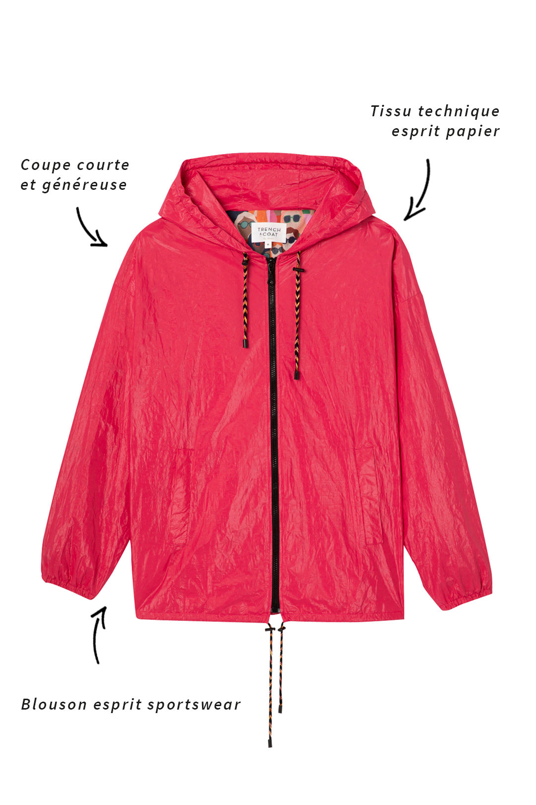 Blouson LUZY-Blouson épuré à capuche Fuschia