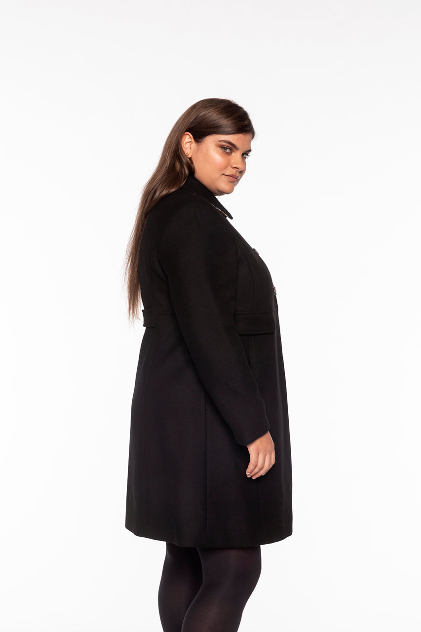 CHABOTTES-Retro black woolen cloth coat