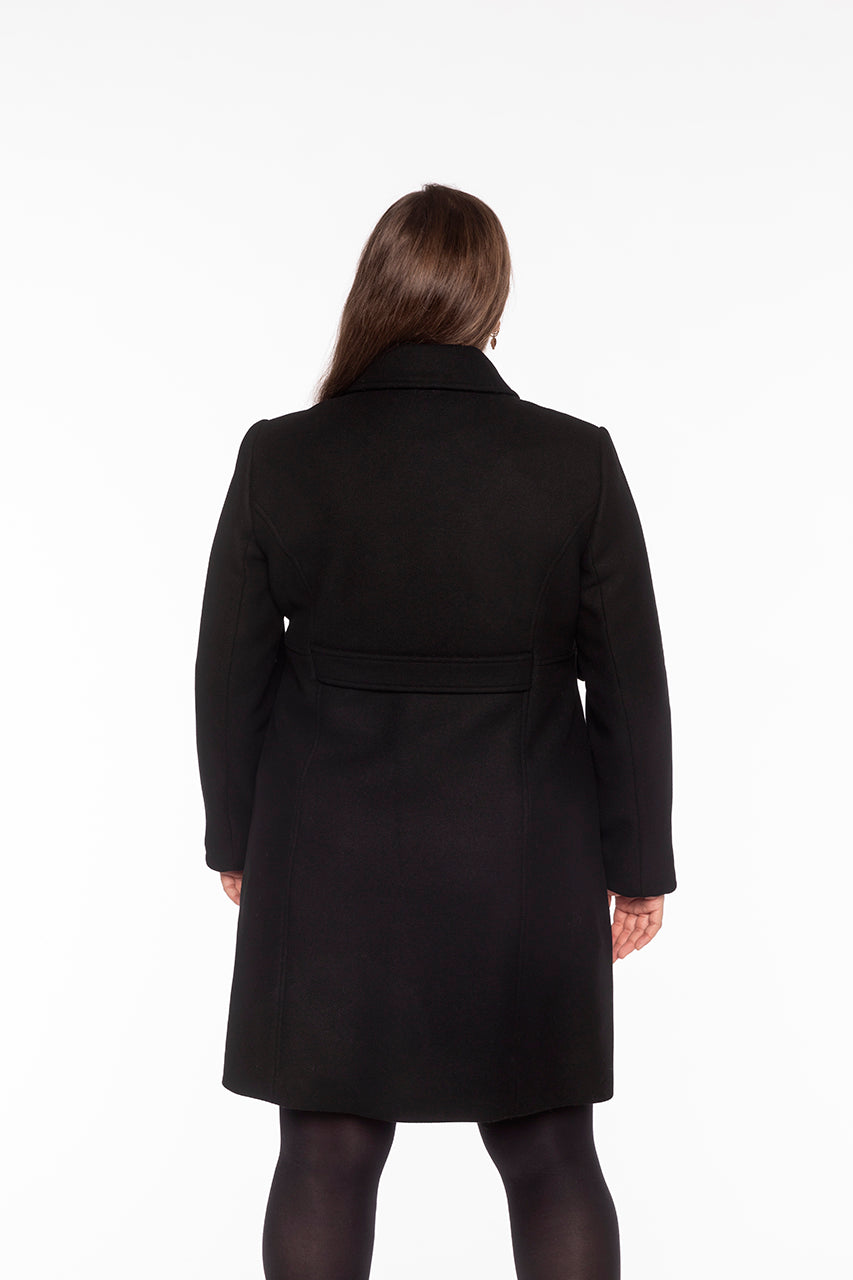 CHABOTTES-Retro black woolen cloth coat