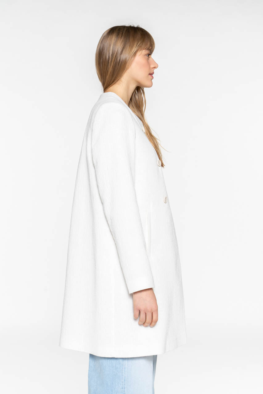 Manteau FELCE-Manteau sans col uni en coton écru