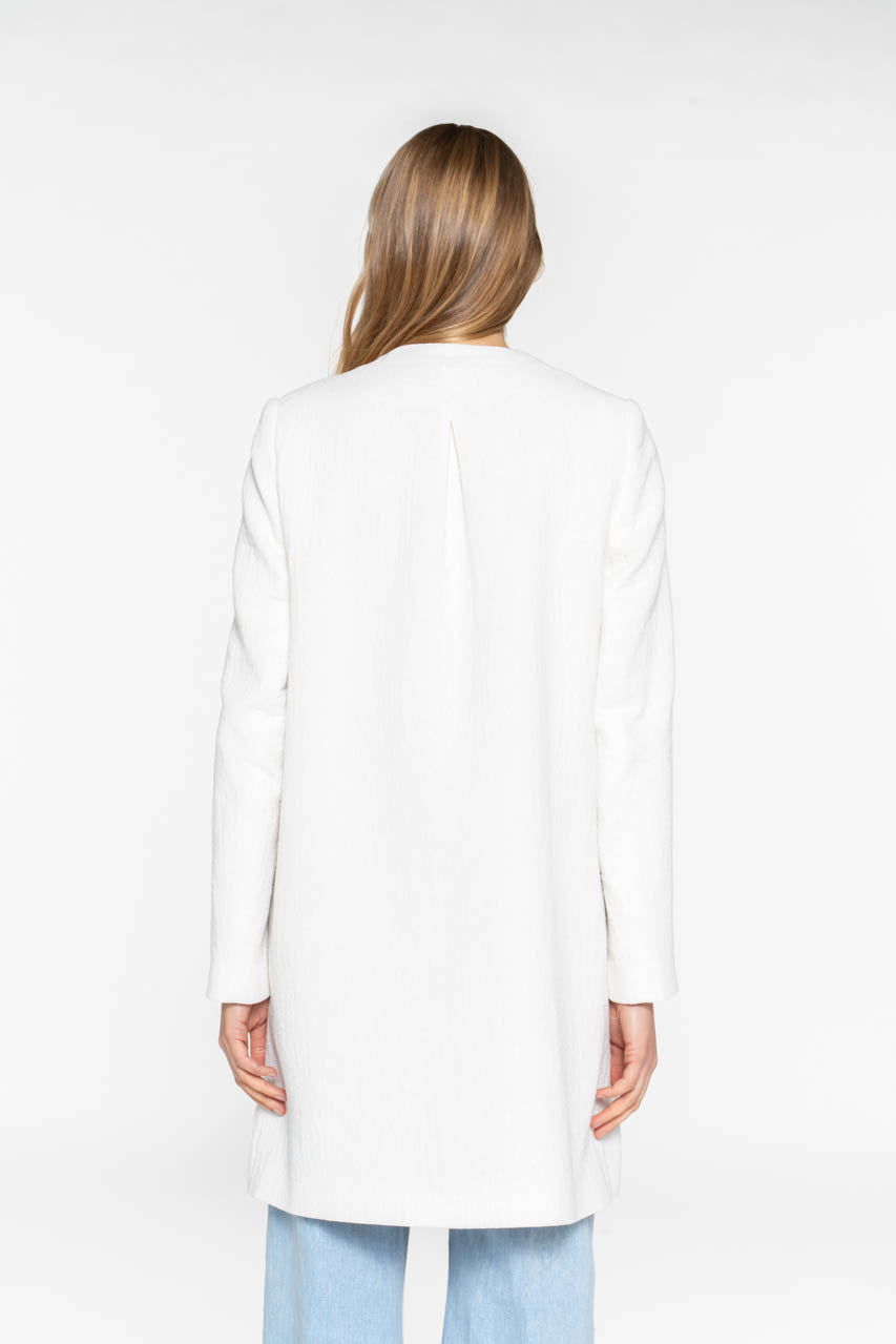 Manteau FELCE-Manteau sans col uni en coton écru